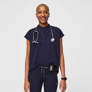 Figs Rafaela Scrub Top Navy Large